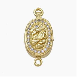 Copper Dragon Connector Pave Zirconia Chinese Zodiac Gold Plated, approx 10-14mm [FN47798]