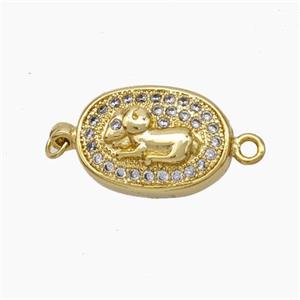 Copper Sheep Connector Pave Zirconia Chinese Zodiac Gold Plated, approx 10-14mm [FN47799]