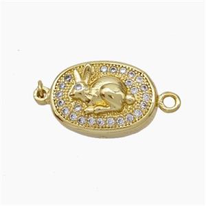 Copper Hare Connector Pave Zirconia Chinese Zodiac Gold Plated, approx 10-14mm [FN47800]