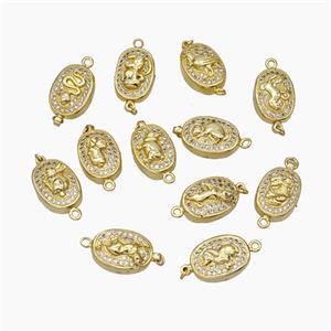 Copper Connector Pave Zirconia Chinese Zodiac Gold Plated Mixed, approx 10-14mm [FN47801]