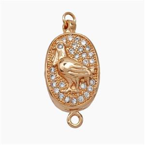 Copper Cock Connector Pave Zirconia Chinese Zodiac Rose Gold, approx 10-14mm [FN47802]