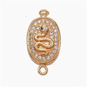 Copper Snake Connector Pave Zirconia Chinese Zodiac Rose Gold, approx 10-14mm [FN47803]
