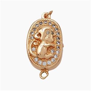 Copper Monkey Connector Pave Zirconia Chinese Zodiac Rose Gold, approx 10-14mm [FN47804]