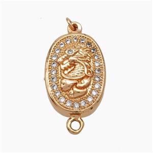 Copper Dragon Connector Pave Zirconia Chinese Zodiac Rose Gold, approx 10-14mm [FN47805]
