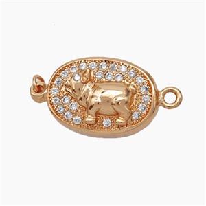 Copper Ox Connector Pave Zirconia Chinese Zodiac Rose Gold, approx 10-14mm [FN47806]