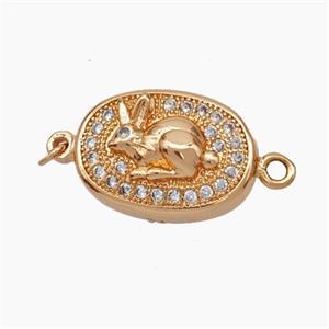 Copper Hare Connector Pave Zirconia Chinese Zodiac Rose Gold, approx 10-14mm [FN47807]