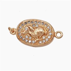 Copper Boar Connector Pave Zirconia Chinese Zodiac Rose Gold, approx 10-14mm [FN47808]