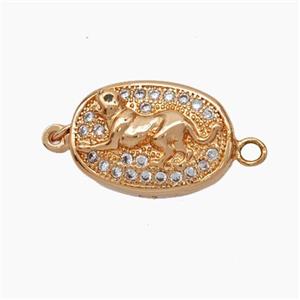 Copper Dog Connector Pave Zirconia Chinese Zodiac Rose Gold, approx 10-14mm [FN47810]