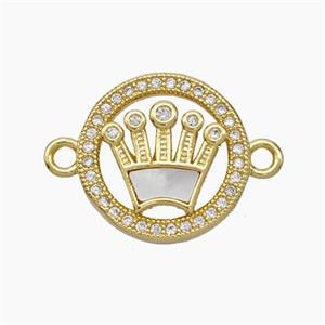 Copper Crown Connector Pave Zirconia Shell 18K Gold Plated, approx 16mm [FN47817]