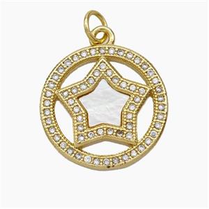 Copper Star Pendant Micropave Zirconia Shell 18K Gold Plated, approx 18mm [FN47826]