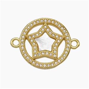 Copper Star Connector Micropave Zirconia Shell 18K Gold Plated, approx 18mm [FN47827]