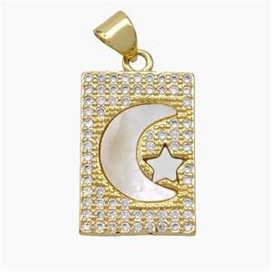 Copper Moon Star Pendant Micropave Zirconia Shell 18K Gold Plated, approx 13-19mm [FN47849]