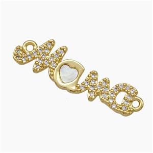 Copper MaMa Connector Micropave Zirconia Shell 18K Gold Plated, approx 7-30mm [FN47853]