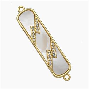 Copper Lightning Connector Micropave Zirconia Shell Stick 18K Gold Plated, approx 10-38mm [FN47869]