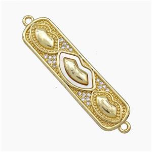 Copper Lips Connector Micropave Zirconia Shell Stick 18K Gold Plated, approx 10-38mm [FN47870]