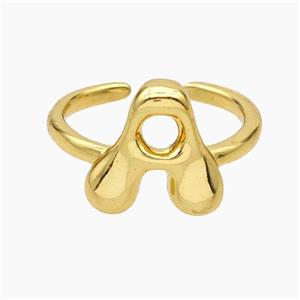 Copper Letter-A Rings Gold Plated, approx 10-15mm, 18mm dia [FN47899]