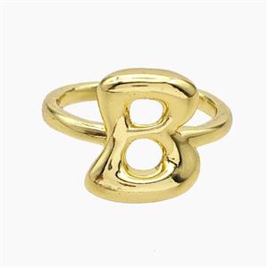Copper Letter-B Rings Gold Plated, approx 10-15mm, 18mm dia [FN47900]