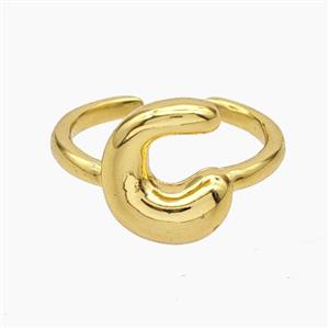 Copper Letter-C Rings Gold Plated, approx 10-15mm, 18mm dia [FN47901]