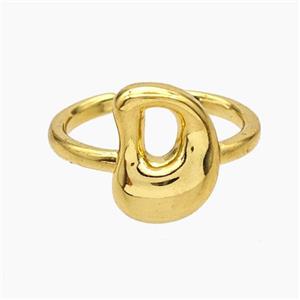 Copper Letter-D Rings Gold Plated, approx 10-15mm, 18mm dia [FN47902]
