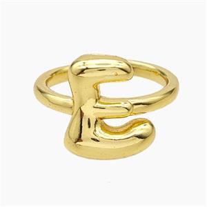 Copper Letter-E Rings Gold Plated, approx 10-15mm, 18mm dia [FN47903]