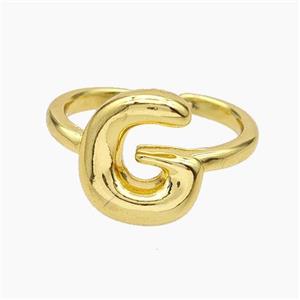 Copper Letter-G Rings Gold Plated, approx 10-15mm, 18mm dia [FN47905]