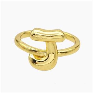 Copper Letter-J Rings Gold Plated, approx 10-15mm, 18mm dia [FN47908]