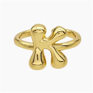Copper Letter-K Rings Gold Plated, approx 10-15mm, 18mm dia [FN47909]