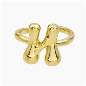 Copper Letter-N Rings Gold Plated, approx 10-15mm, 18mm dia [FN47912]