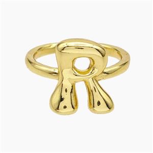 Copper Letter-R Rings Gold Plated, approx 10-15mm, 18mm dia [FN47915]