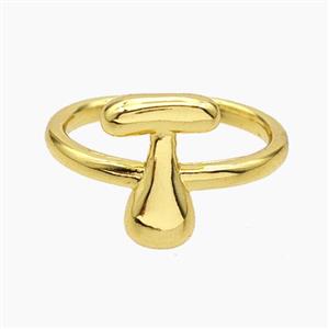 Copper Letter-T Rings Gold Plated, approx 10-15mm, 18mm dia [FN47917]