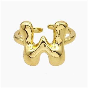 Copper Letter-W Rings Gold Plated, approx 10-15mm, 18mm dia [FN47920]