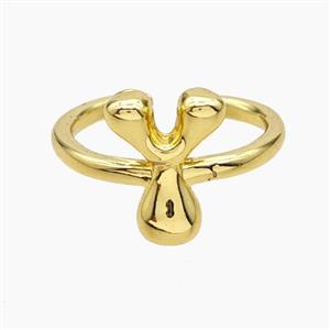 Copper Letter-Y Rings Gold Plated, approx 10-15mm, 18mm dia [FN47922]