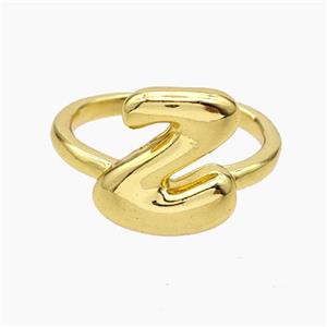 Copper Letter-Z Rings Gold Plated, approx 10-15mm, 18mm dia [FN47923]