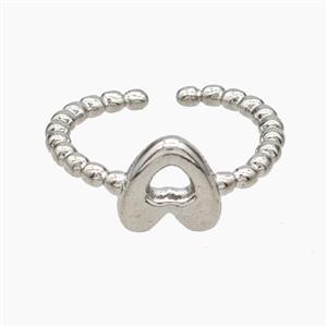 Copper Letter-A Rings Platinum Plated, approx 8-10mm, 18mm dia [FN47925]