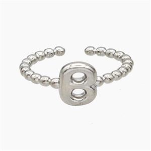 Copper Letter-B Rings Platinum Plated, approx 8-10mm, 18mm dia [FN47926]