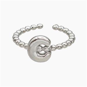 Copper Letter-C Rings Platinum Plated, approx 8-10mm, 18mm dia [FN47927]