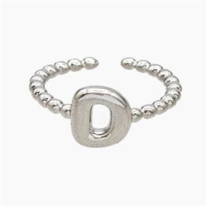 Copper Letter-D Rings Platinum Plated, approx 8-10mm, 18mm dia [FN47928]