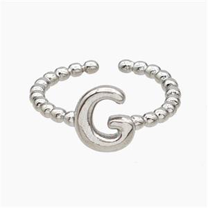 Copper Letter-G Rings Platinum Plated, approx 8-10mm, 18mm dia [FN47931]