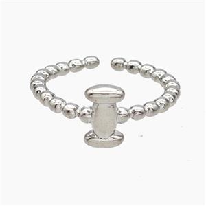 Copper Letter-I Rings Platinum Plated, approx 8-10mm, 18mm dia [FN47933]