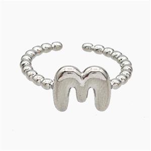 Copper Letter-M Rings Platinum Plated, approx 8-10mm, 18mm dia [FN47937]