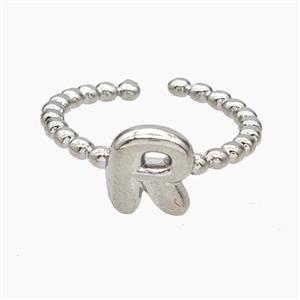 Copper Letter-R Rings Platinum Plated, approx 8-10mm, 18mm dia [FN47942]