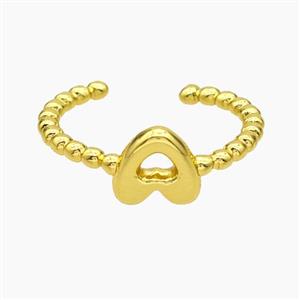 Copper Letter-A Rings Gold Plated, approx 8-10mm, 18mm dia [FN47951]