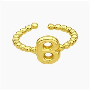 Copper Letter-B Rings Gold Plated, approx 8-10mm, 18mm dia [FN47952]