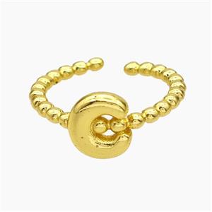 Copper Letter-C Rings Gold Plated, approx 8-10mm, 18mm dia [FN47953]