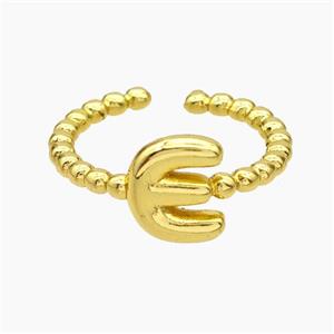 Copper Letter-E Rings Gold Plated, approx 8-10mm, 18mm dia [FN47955]