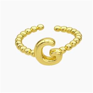 Copper Letter-G Rings Gold Plated, approx 8-10mm, 18mm dia [FN47957]