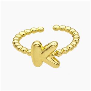 Copper Letter-K Rings Gold Plated, approx 8-10mm, 18mm dia [FN47961]