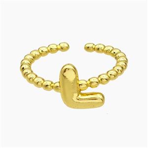 Copper Letter-L Rings Gold Plated, approx 8-10mm, 18mm dia [FN47962]