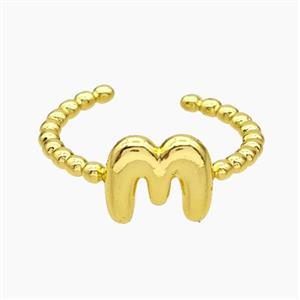 Copper Letter-M Rings Gold Plated, approx 8-10mm, 18mm dia [FN47963]