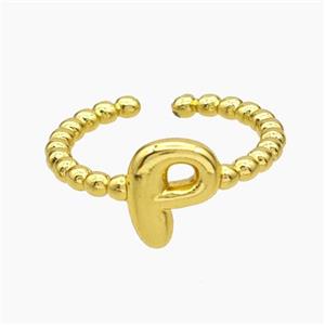 Copper Letter-P Rings Gold Plated, approx 8-10mm, 18mm dia [FN47966]
